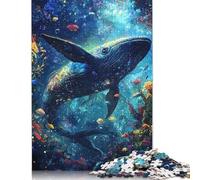 500 Pieces Whale in A Starry Sea Creative Square Jigsaw Puzzles for Adults & Wooden Puzzles Challenging Game 500pcs (52x38cm)