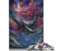 500 Pieces Whale in Dreamy Celestial Landscape Creative Square Jigsaw Puzzles for Adults & Wooden Puzzles Challenging Game 500pcs (52x38cm)