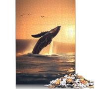 500 Pieces Whale Jumping in The Sea Square Jigsaw Puzzles for Adults And Wooden Puzzles 500pcs (52x38cm)