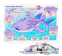 500 Pieces Whale Shark Anatomy Requinoesis Creative Square Jigsaw Puzzles for Adults & Wooden Puzzles Challenging Game 500pcs (52x38cm)