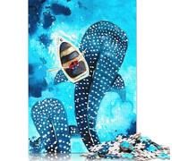 500 Pieces Whale Shark Watercolor Square Jigsaw Puzzles for Adults And Wooden Puzzles Children Puzzles 500pcs (52x38cm)