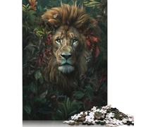 500 Pieces Whimsical Flowers Lion Jigsaw Puzzle Puzzles for Teenagers Gifts for Adults 500pcs (52x38cm)