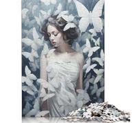 500 Pieces White Butterflies Jigsaw Puzzle Difficulty Puzzle Education Games Toys 500pcs (52x38cm)