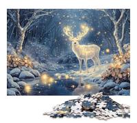 500 Pieces White Deer in Snowy Forest Jigsaw Puzzle Puzzle for Adults And Teenager For Family Fun & Game Night 500pcs (52x38cm)