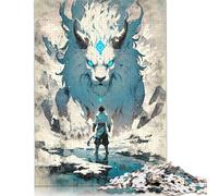 500 Pieces White Lion Spirit Creative Square Wooden Jigsaw Puzzles for Adults Educational Game Challenge Toy 500pcs (52x38cm)