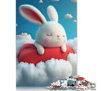 500 Pieces White Rabbit Dreaming Jigsaw Puzzle Wooden Puzzles for Adults & Teenager for Adults& Teens Age 12 Years Up 500pcs (52x38cm)