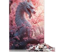 500 Pieces White Sakura Dragon Puzzle Jigsaw Difficulty Puzzle Jigsaw Educational Game Toy 500pcs (52x38cm)