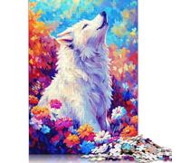 500 Pieces White Wolf Puzzles Jigsaw Adults Difficulty Puzzles Jigsaw Educational Games Toy Family Decoration 500pcs (52x38cm)