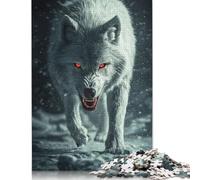 500 Pieces White Wolf with Red Eyes Puzzle Puzzle Jigsaws for Adults Jigsaw Puzzles for Adults Teenagers 500pcs (52x38cm)