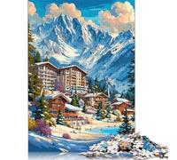 500 Pieces Winter Mountain Retreat-1 Jigsaw Square Puzzle for Adults Wooden Puzzles Unique Challenge Games 500pcs (52x38cm)
