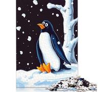 500 Pieces Winter Penguin Meme Jigsaw Square Puzzle for Adults Wooden Puzzles Unique Challenge Games 500pcs (52x38cm)