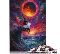 500 Pieces Witch Cat And Ghost for Adults Difficult Jigsaw Puzzles Puzzles Wooden Puzzles Jigsaw Puzzles for Adult 500pcs (52x38cm)