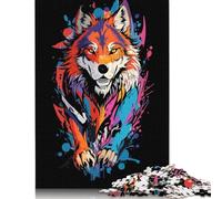 500 Pieces Wolf Graffiti Style Jigsaw Puzzles for Adults Jigsaw Puzzle for Family Time Brain Challenge 500pcs (52x38cm)