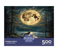500 Pieces Wolf Howling Creative Square Jigsaw Puzzles for Adults And Wooden Puzzles Challenging Game 500pcs (52x38cm)