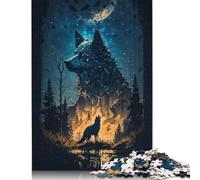 500 Pieces Wolf Incredible Jigsaw Puzzles for Adults Wooden Puzzle Adult Jigsaw Puzzle Home Educational Games DIY Toys 500pcs (52x38cm)