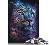500 Pieces Wooden Jigsaw Puzzle Colour Galaxy Leopard Puzzles Adults Jigsaws Puzzles Toys Great Christmas And Birthday Gifts for Family 500pcs (52x38cm)