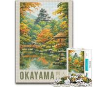 500 Pieces Wooden Jigsaw Puzzle for Adults, Autumn scene at Okayama Castle | Christmas puzzle gift for adults: indoor weekend activity during indoor leisure.