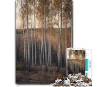 500 Pieces Wooden Jigsaw Puzzle for Adults, Birch Tree Forest in Autumn | For home use: Puzzle for Adults: structured assembly from border to image details in spare time.