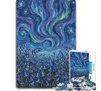 500 Pieces Wooden Jigsaw Puzzle for Adults, Bluebells and Aurora Painting | Section-by-section building: a simple way to organise the image at your own pace.