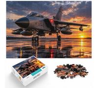 500 Pieces Wooden Jigsaw Puzzle for Adults, Fighter Jet Sunset Runway | For gifting: Adult Puzzle - visible image details for section-by-section building alone or together.