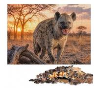 500 Pieces Wooden Jigsaw Puzzle for Adults, Hyena with mouth open laughing | Puzzle for Adults: hands-on indoor leisure over several sessions.