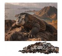 500 Pieces Wooden Jigsaw Puzzle for Adults, Komodo Dragon on a dirt path | Puzzle for Adults - defined colour areas for easier piece sorting in spare time.