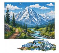500 Pieces Wooden Jigsaw Puzzle for Adults, Mountain Landscape Art Siberia | Colour and shape sorting: easier piece organisation at your own pace.