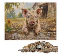 500 Pieces Wooden Jigsaw Puzzle for Adults, Muddy Piglet Waiting for Snacks | Image-area sorting: a simple way to organise the image on quiet evenings.