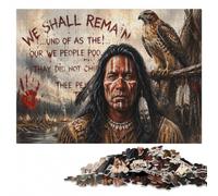500 Pieces Wooden Jigsaw Puzzle for Adults, Native American Man with Hawk | For puzzle fans: Puzzle for Adults - tabletop activity for adults during indoor leisure.