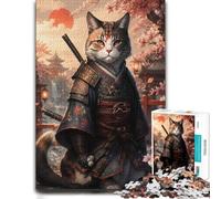 500 Pieces Wooden Jigsaw Puzzle for Adults, Samurai Cat Japanese Castle | A hands-on home pastime - a simple way to organise the image in spare time.