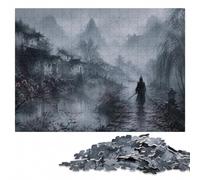 500 Pieces Wooden Jigsaw Puzzle for Adults, Samurai Walking in the Rain | Puzzle for Adults: activity for family time in spare time.