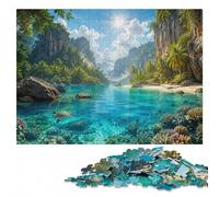 500 Pieces Wooden Jigsaw Puzzle for Adults, Sanctuary of the Hidden Lagoon | Clear image details: steady puzzle progress on weekends.