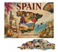 500 Pieces Wooden Jigsaw Puzzle for Adults, Spain Pasión y Vida Travel | For gifting: Adult Jigsaw Puzzle: visual matching for a more organised build in spare time.