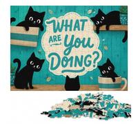 500 Pieces Wooden Jigsaw Puzzle for Adults, What are you doing？ Cats | For gifting: Puzzle for Adults - festive puzzle present with hands-on indoor leisure.