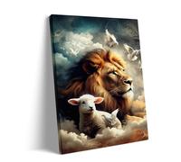 500 Pieces Wooden Puzzle for Adults Christian Lion and Lamb Christian Icon Jesus Symbol of Power and Peace Spiritual Religion Lion Lamb and Dove