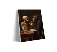 500 Pieces Wooden Puzzle for Adults Dark Academy Skeleton and Monkey Colorful Cultural Challenge Art Puzzle Holiday Christmas New Year Decoration