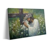 500 Pieces Wooden Puzzle for Adults Easter Jesus and Bunny Christian Religious Items Cross and Flowers Family Church