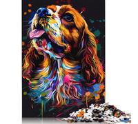 500 Pieces Wooden Puzzles for Adults English Cocker Spaniel Dog Art Jigsaws Family Game Puzzle Gifts for Friend 500pcs (52x38cm)