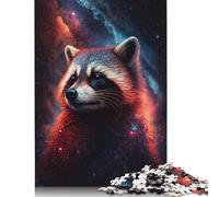 500 Pieces Wooden Puzzles for Adults Galaxy Red Raccoon Jigsaws Family Game Puzzle Gifts for Friend 500pcs (52x38cm)