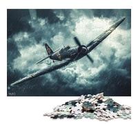 500 Pieces WWII Fighter Plane in Storm Jigsaw Puzzles for Adults Wood Puzzle Jigsaws Puzzling for Gift 500pcs (52x38cm)