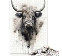 500 Pieces Yak Portrait Jigsaw Puzzles Wooden Puzzle Adult Jigsaw Puzzle Educational Game for Adult Teenagers 500pcs (52x38cm)
