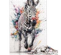 500 Pieces Zebra Abstract Watercolor Jigsaw Puzzles for Adults Puzzles for Teenagers Gifts Fun Puzzles Games 500pcs (52x38cm)