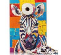 500 Pieces Zebra with Toilet Paper Jigsaw Puzzles for Adults Wooden Puzzle Jigsaws for Adults Stress Relief Toys 500pcs (52x38cm)