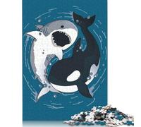 500 PieceShark And Killer Whale Jigsaw Puzzles for Adults And Wooden Puzzle for Puzzles Lovers 500pcs (52x38cm)
