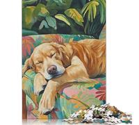 500 PieceSleeping Golden Retriever Jigsaw Puzzles for Adults And Wooden Puzzle for Puzzles Lovers 500pcs (52x38cm)