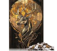 500 PieceStained Glass Deer Jigsaw Puzzles for Adults And Wooden Puzzle for Puzzles Lovers 500pcs (52x38cm)
