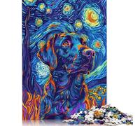 500 PieceStarry Night Labrador Jigsaw Puzzles for Adults And Wooden Puzzle for Puzzles Lovers 500pcs (52x38cm)