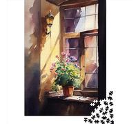 500 PieceWatercolor Window Jigsaw Puzzles for Adults And Wooden Puzzle for Puzzles Lovers 500pcs (52x38cm)