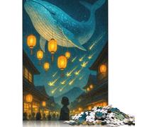 500 PieceWhale in The Sky over Japanese Town Jigsaw Puzzles for Adults And Wooden Puzzle for Puzzles Lovers 500pcs (52x38cm)
