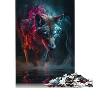 500 PieceWolf Water Neon Smoke Art Jigsaw Puzzles for Adults And Wooden Puzzle for Puzzles Lovers 500pcs (52x38cm)
